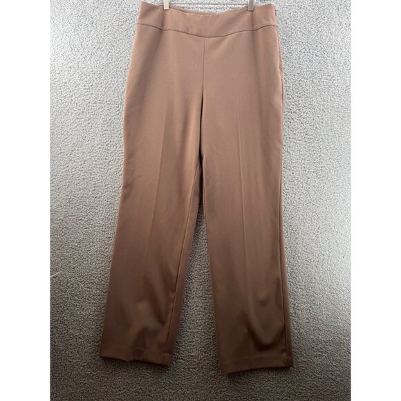 Saks Fifth Avenue Womens Brown Wide-Leg Trousers Size 12  Side Zipper - Picture 1 of 8